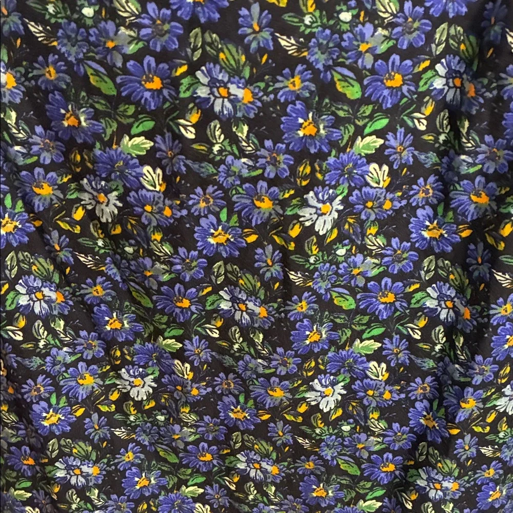 Free People Blue Floral Cotton Midi Dress Sz XS